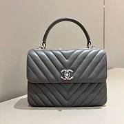 Chanel Chevron Trendy CC Flap Top Handle Silver Bag - 1