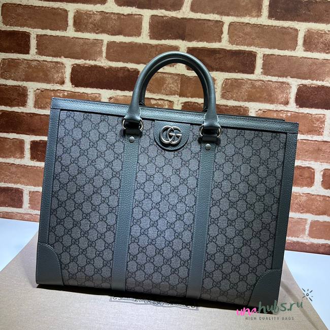 Gucci Ophidia large tote gray leather bag - 1