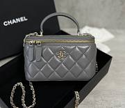 Chanel 22A Quilted Mini Vanity Rectangular Top Handle Grey Lambskin Bag - 1