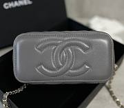 Chanel 22A Quilted Mini Vanity Rectangular Top Handle Grey Lambskin Bag - 6