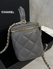 Chanel 22A Quilted Mini Vanity Rectangular Top Handle Grey Lambskin Bag - 5