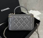 Chanel 22A Quilted Mini Vanity Rectangular Top Handle Grey Lambskin Bag - 4