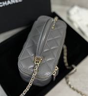 Chanel 22A Quilted Mini Vanity Rectangular Top Handle Grey Lambskin Bag - 3