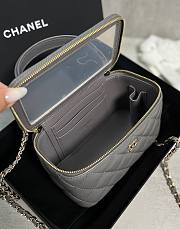 Chanel 22A Quilted Mini Vanity Rectangular Top Handle Grey Lambskin Bag - 2