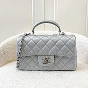 Chanel CF mini silver caviar handle bag - 1