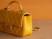 Chanel Top Handle gold hardware yellow lambskin mini bag - 4