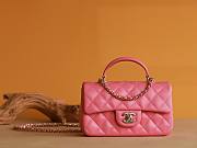 Chanel Top Handle gold hardware pink lambskin mini bag - 1