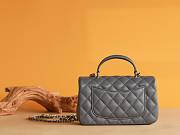 Chanel Top Handle gold hardware gray lambskin mini bag - 4