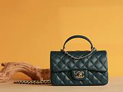 Chanel Top Handle gold hardware green lambskin mini bag - 1