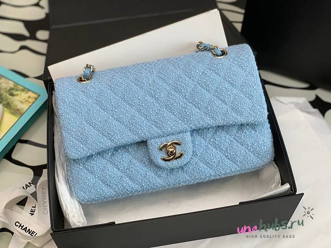 Chanel 22 tweed classic blue flap bag 25cm - 1