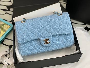 Chanel 22 tweed classic blue flap bag 25cm