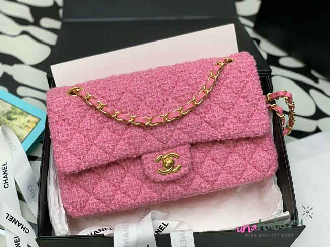 Chanel 22 tweed classic pink flap bag 25cm - 1