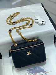 Chanel 22B mini vanity black lambskin pearl strap bag - 6