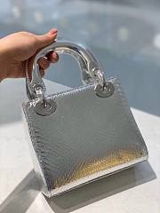 Dior Lady mini bag silver metallic snake leather bag - 3