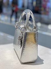 Dior Lady mini bag silver metallic snake leather bag - 4