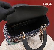 Dior Lady blue embroidered canvas hand bag - 5