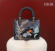 Dior Lady blue embroidered canvas hand bag - 4