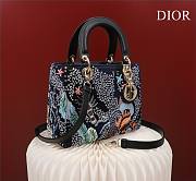 Dior Lady blue embroidered canvas hand bag - 2