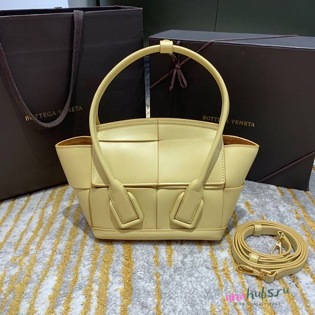 Bottega Veneta Arco Mini Yellow Leather Tote Bag - 1