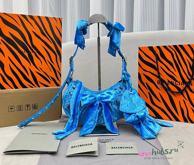 Balenciaga Le Cagole Blue Velvet Bag - 1