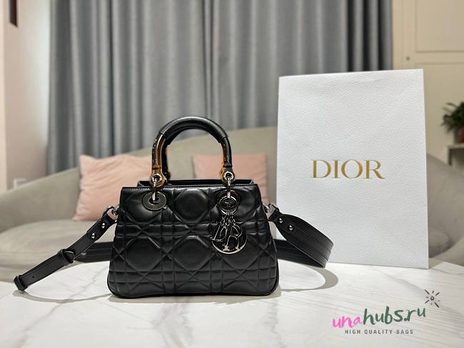 Dior The Lady 95.22 all black cannage quilted leather bag - 1