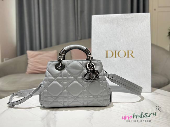 Dior The Lady 95.22 gray cannage quilted leather bag - 1