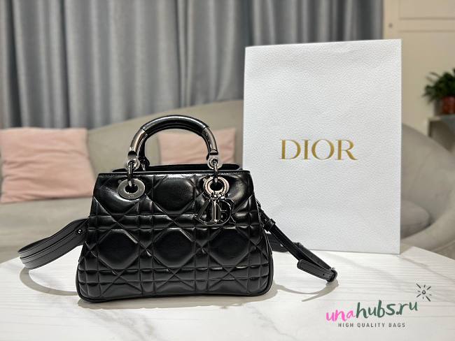 Dior Medium The Lady 95.22 all black cannage quilted leather bag - 1