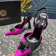 Versace Crystal La Medusa Satin Sling black heels - 4