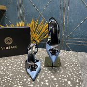 Versace Crystal La Medusa Blue Satin Sling black heels - 6