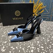 Versace Crystal La Medusa Blue Satin Sling black heels - 4
