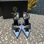 Versace Crystal La Medusa Blue Satin Sling black heels - 3