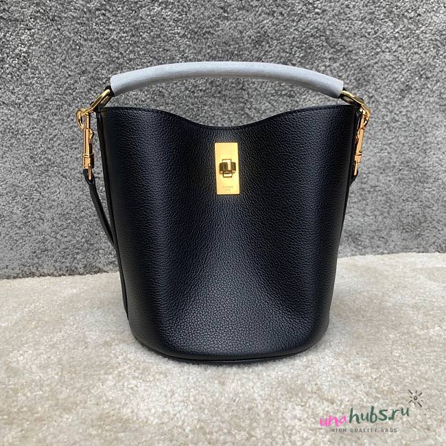 Celine 16 small smooth black calfskin bucket bag - 1