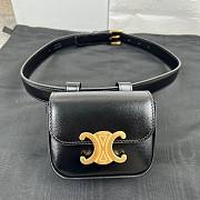 Celine triomphe shiny black leather belt bag - 1