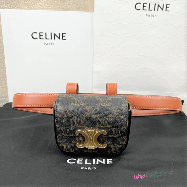 Celine triomphe brown leather belt bag - 1