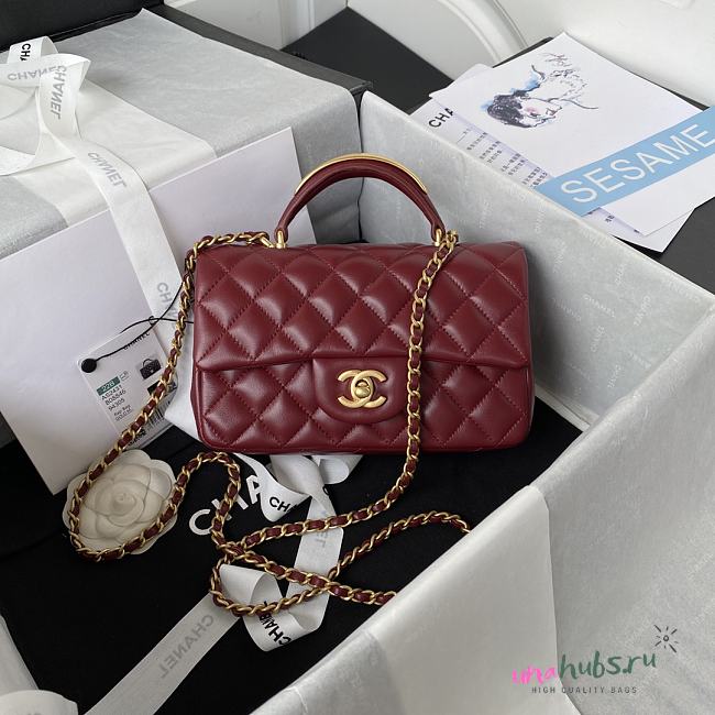 Chanel 22B Mini CF handle red bag - 1