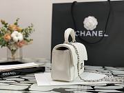 Chanel Top Handle silver hardware white lambskin mini bag - 5