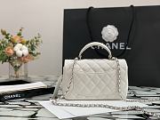 Chanel Top Handle silver hardware white lambskin mini bag - 3