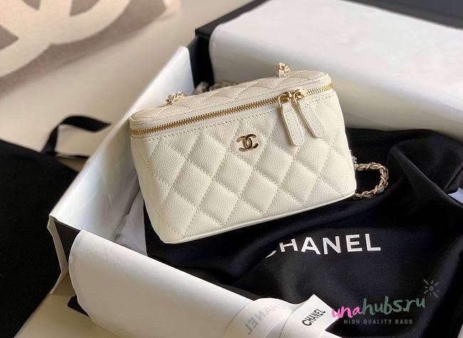 Chanel Vantiy Case White Caviar Leather Bag - 1