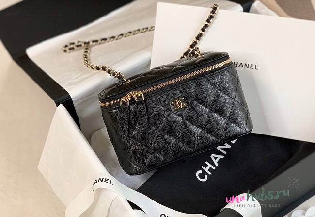 Chanel Vantiy Case Black Caviar Leather Bag - 1