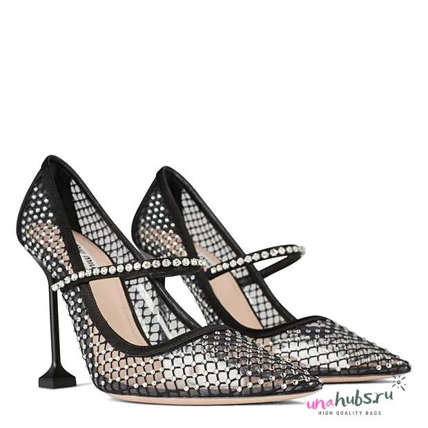 Miu Miu Crystal-Embellished 105 Fishnet Pumps - 1