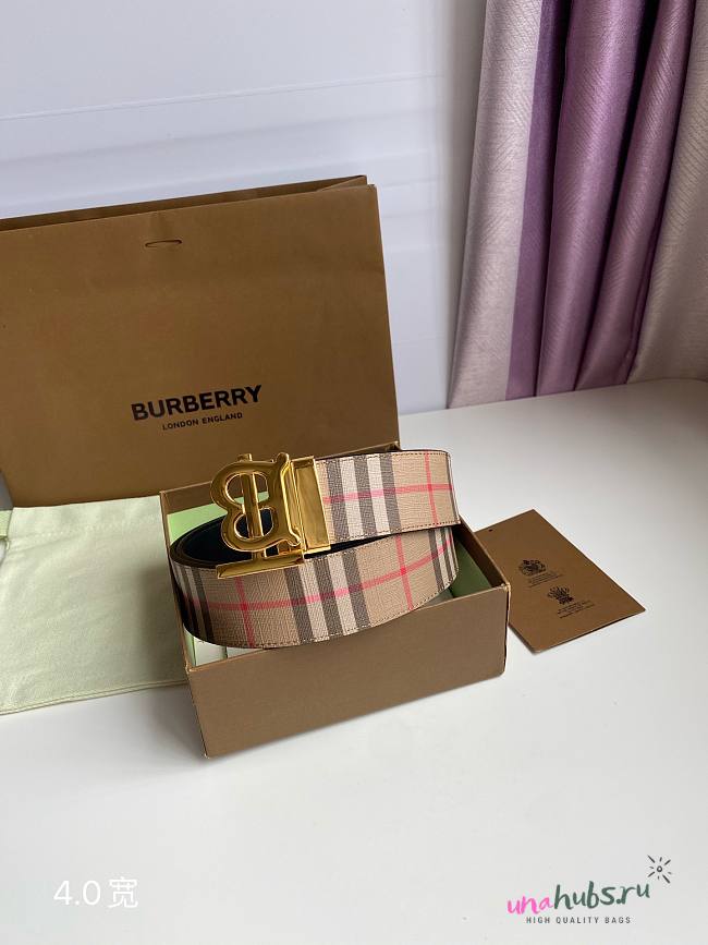 Burberry Men's Gold Tb-logo Belt 3.5cm or 4cm - 1