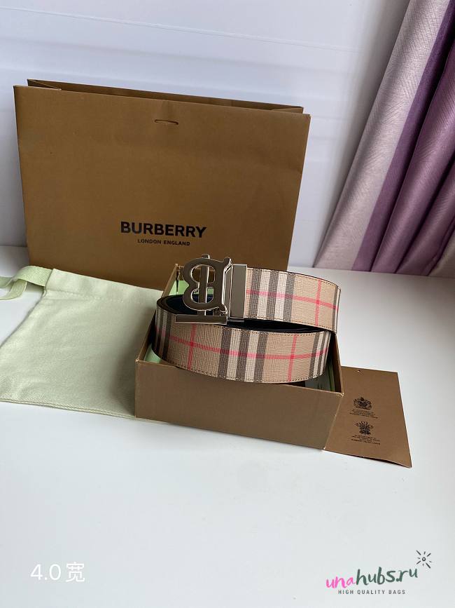 Burberry Men's Silver Tb-logo Belt 3.5cm or 4cm - 1