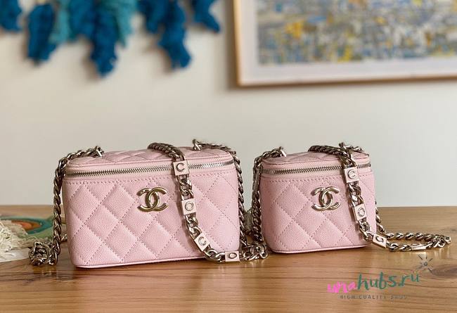 Chanel vanity pink caviar COCO letter small/ mini bag - 1