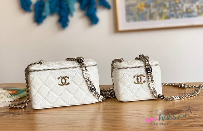 Chanel vanity white caviar COCO letter small/ mini bag - 1