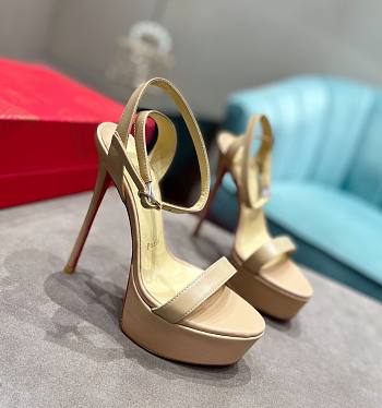 Louboutin beige leather 12mm heels 