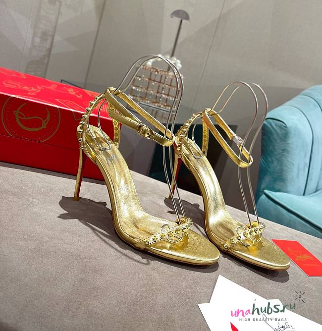 Christian Louboutin So Me 100 Gold Ankle Strap Heel - 1