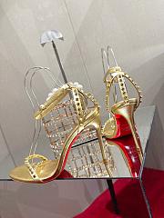 Christian Louboutin So Me 100 Gold Ankle Strap Heel - 6