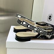 Dior Black Roses Motif Embroidered Slingback Flat - 5