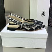 Dior Black Roses Motif Embroidered Slingback Flat - 4