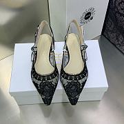 Dior Black Roses Motif Embroidered Slingback Flat - 3